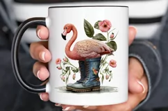 Watercolor Cute Flamingo In Boots PNG Clipart Product Image 3