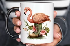 Watercolor Cute Flamingo In Boots PNG Clipart Product Image 3