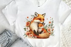 Watercolor Cute Mom And Baby Fox PNG Clipart Product Image 2