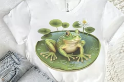 Watercolor Cute Frog on a Lilly pad PNG Clipart Product Image 2