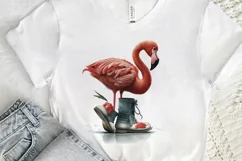 Watercolor Cute Flamingo In Boots PNG Clipart Product Image 2