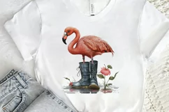Watercolor Cute Flamingo In Boots PNG Clipart Product Image 2