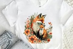 Watercolor Cute Mom And Baby Fox PNG Clipart Product Image 2