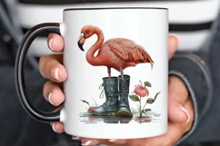 Watercolor Cute Flamingo In Boots PNG Clipart Product Image 3