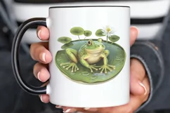 Watercolor Cute Frog on a Lilly pad PNG Clipart Product Image 3