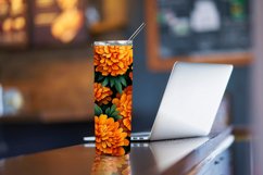 3D Marigold Flowers 20 oz Skinny Tumbler Sublimation Design Product Image 4