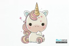 Watercolor Cute Baby Unicorn PNG Clipart Product Image 1