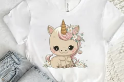Watercolor Cute Baby Unicorn PNG Clipart Product Image 2