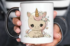 Watercolor Cute Baby Unicorn PNG Clipart Product Image 3