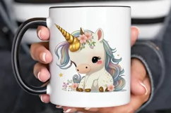 Watercolor Cute Baby Unicorn PNG Clipart Product Image 3