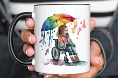 Watercolor Girl with Disability PNG Clipart Product Image 3