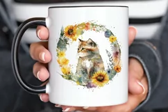 Watercolor Cat With Sunflower PNG Clipart Product Image 2
