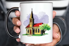 Watercolor Church Sublimation PNG Clipart Product Image 3