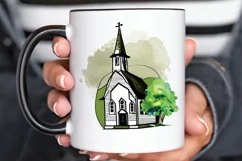 Watercolor Church Sublimation PNG Clipart Product Image 3