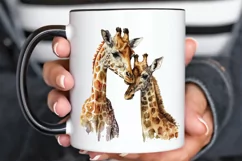 Watercolor Mom and Baby Giraffe PNG Clipart Product Image 3