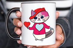Watercolor Funny Cat Valentine PNG Clipart Product Image 3