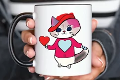 Watercolor Funny Cat Valentine PNG Clipart Product Image 3