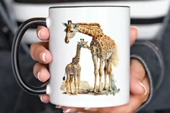 Watercolor Mom and Baby Giraffe PNG Clipart Product Image 3