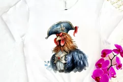 Rooster Pirate Watercolor Sublimation PNG Clipart Product Image 3
