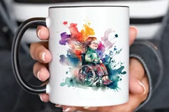 Watercolor Girl with Disability PNG Clipart Product Image 3