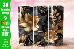 3D Flower Tumbler Wrap, Wild Flowers Illusion Digital Art Product Image 3