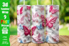 Butterfly Neon Design Hyper Realistic 20 oz Skinny Tumbler Product Image 4