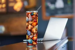 3D Seashells Beach 20oz Skinny Tumbler Sublimation Design Product Image 3