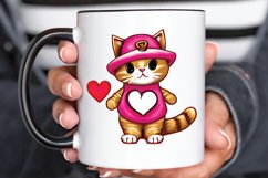 Watercolor Funny Cat Valentine PNG Clipart Product Image 2