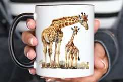 Watercolor Mom and Baby Giraffe PNG Clipart Product Image 3