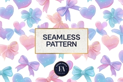 Coquette Bow Digital Paper, Pastel Hearts Pattern Product Image 3