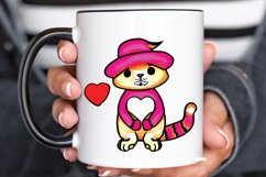 Watercolor Funny Cat Valentine PNG Clipart Product Image 3