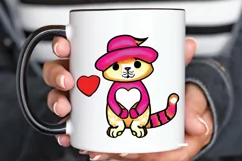 Watercolor Funny Cat Valentine PNG Clipart Product Image 3