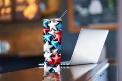 Stars Patriotic 3D Sublimation Design, 20oz Skinny Tumbler Product Image 4