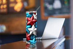 3D Stars Patriotic 20 oz Skinny Tumbler Wrap Sublimation Product Image 4