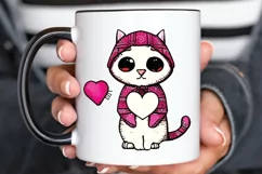 Watercolor Funny Cat Valentine PNG Clipart Product Image 3