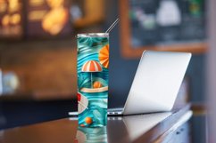 3D Summer Tumbler Wrap, 20oz Skinny Sublimation Designs PNG Product Image 4