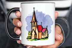 Watercolor Church Sublimation PNG Clipart Product Image 3