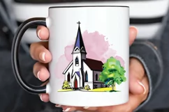 Watercolor Church Sublimation PNG Clipart Product Image 3