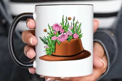 Watercolor Floral Hat Garden PNG Clipart Product Image 3
