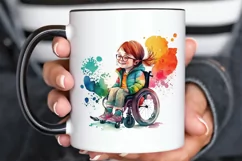 Watercolor Girl with Disability PNG Clipart Product Image 3