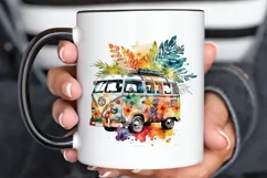 Watercolor Hippie Car for Summer PNG Clipart Product Image 3