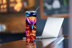 3D Embroidered Owl 20 oz Skinny Tumbler Sublimation Design Product Image 4