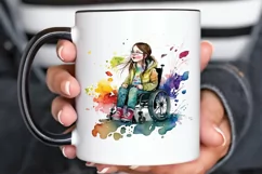 Watercolor Girl with Disability PNG Clipart Product Image 2
