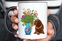 Watercolor Dog Floral PNG Clipart Product Image 3