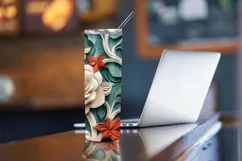 3D Beautiful Roses 20 oz Skinny Tumbler Sublimation Design Product Image 4