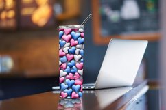 3D Hearts 20 oz Skinny Tumbler Sublimation Design, Heart PNG Product Image 4