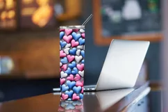 3D Hearts 20 oz Skinny Tumbler Sublimation Design, Heart PNG Product Image 4