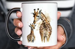 Watercolor Mom and Baby Giraffe PNG Clipart Product Image 3