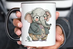 Watercolor Cute Elephant Grandma png clipart Product Image 3