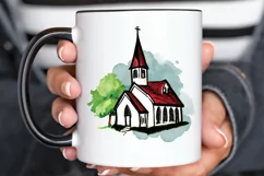 Watercolor Church Sublimation PNG Clipart Product Image 3